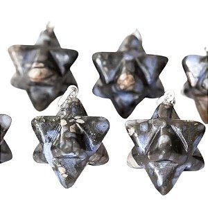 10 Pingente Merkabah Riolita Vulcânica Montagem Pino Prata 950 Atacado
