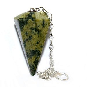 03 Pêndulo Pedra Serpentinita Natural Lapidação Facetado Atacado