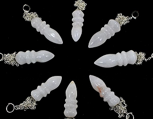 03 Pêndulo Quartzo Leitoso Pedra Natural Lapidação Egípcio Atacado