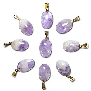 10 Pingente Mini Cabochão Ametista Chevron Pino Prateado Atacado