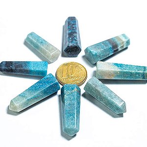 03 Mini Pontinha Trolita Azul Pedra Natural 30 a 45mm Atacado