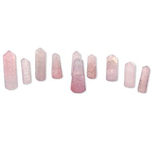 03 Mini Pontinha Quartzo Rosa Furado Para Pingente Furo Por Cima Tamanho 25 a 40mm Atacado