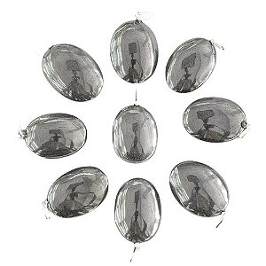 10 Pingente Hematita Cabochão Oval 25mm Montagem Pino Prata 950 Atacado