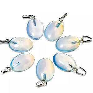 10 Pingente Cabochão Oval Pedra da Lua 20mm Pino Prata 950 Atacado