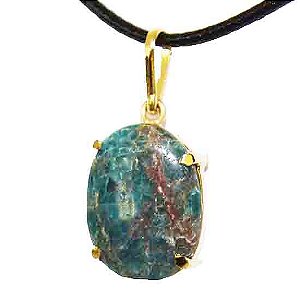 03 Pingente Cabochão Pedra Apatita Azul Natural Garra Dourado Atacado