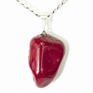 10 Pingente Pedrinha Jaspe Vermelho Rolado Natural Montagem Prata 950 Atacado