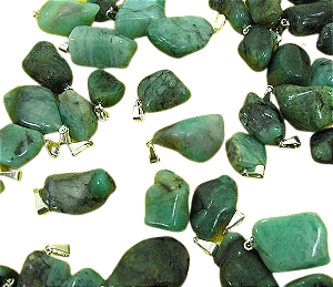 10 Pingente Esmeralda Rolada Pedra Natural Pino Prata 950 Atacado