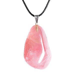 05 Pingente Pedrinha Quartzo Rosa Extra Montagem Pino Prata 950 Atacado