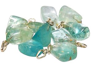 10 Pingente Pedrinha Topázio Azul Natural Montagem Pino Dourado Atacado