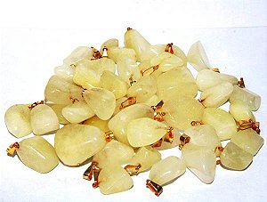 05 Pingente Pedrinha Enxofre na Matriz Pino Banho Dourado Atacado