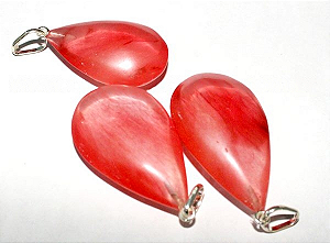 05 Pingente Gota Pedra Quartzo Cereja Castoação Montagem Prata 950 Atacado