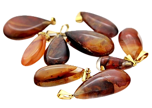 05 Pingente Gota Hematoide Amarelo Pequeno Pedra Natural Dourado Atacado