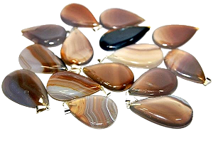 10 Pingente Gota Pedra Agata Natural Montagem Pino Prateado Atacado