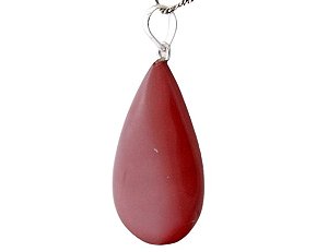 03 Pingente Gota Pedra Jaspe Vermelho Montagem Prata 950 Atacado