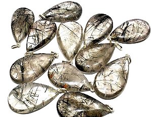 10 Pingente Gota Cristal Extra Incrustado Turmalina Prata 950 Atacado