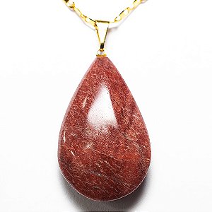 10 Pingente Gota Quartzo Vermelho Pedra Natural Montagem Dourado Atacado