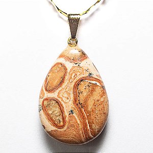 10 Pingente Gota Pedra Jaspe Leopardo Montagem Pino Dourado Atacado