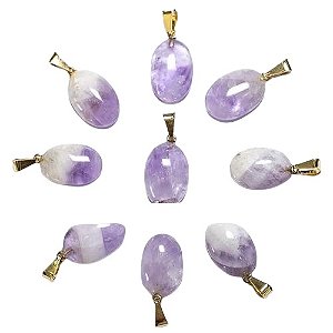 10 Pingente Mini Cabochão Oval Pedra Ametista Chevron Pino Prata 950 Atacado