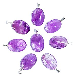 1000 Pingente Cabochão AMETISTA Pedra Natural Pino Banho Prata