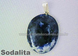 100 Pingente Cabochão SODALITA Pedra Natural Pino Banho Prata
