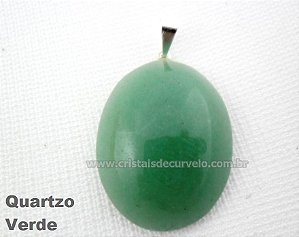 10 Pingente Cabochão QUARTZO VERDE Pedra Natural Castoação Pino Banhado Prata