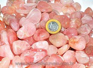 1 kg Quartzo Rosa Rolado Pedra Natural M 20 a 30mm Classe A