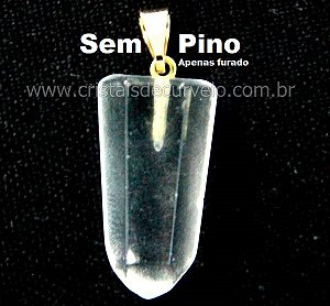 10 Mini Pontinha Quartzo Cristal Lapidado Furado por Cima Média 25mm Atacado