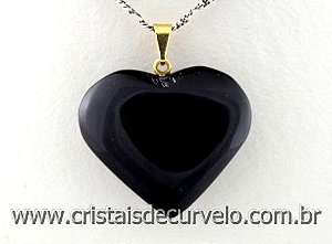 10 Pingente CORAÇÃO Pedra ONIX PRETO Natural Montagem Banho Flash Dourado 125198