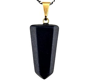 05 Pingente Pontinha Quartzo Preto Pedra Natural Pino e Presilha Dourado Atacado