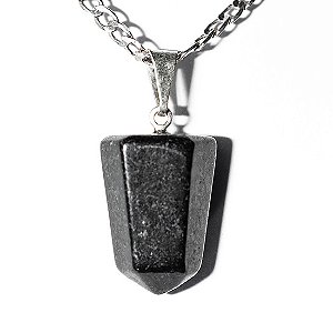 05 Pingente Pontinha Quartzo Preto Pino e Presilha Prateado Atacado