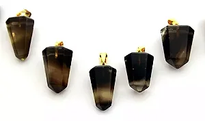 03 Pingente Pontinha Quartzo Bi Color Montagem Pino Dourado Atacado