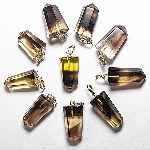 10 Pìngente Pontinha Quartzo Bi Color Presilha Prata 950 Atacado