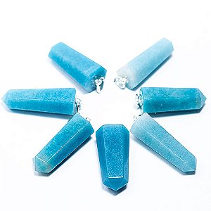 05 Pingente Pontinha Trolita Azul Natural Pino Prata 950 Atacado