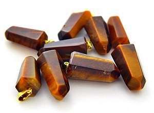 10 Pingente Pontinha Olho De Tigre Pino e Presilha Dourado Atacado