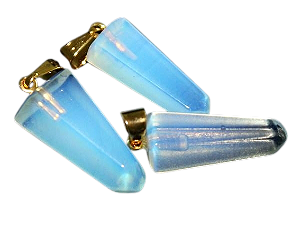 05 Pingente Pontinha Pedra da Lua Opalina Presilha e Pino Dourado Atacado