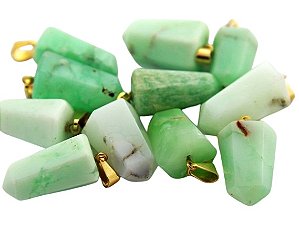 10 Pingente Pontinha Pedra Crisoprasio Natural Montagem Dourado Atacado