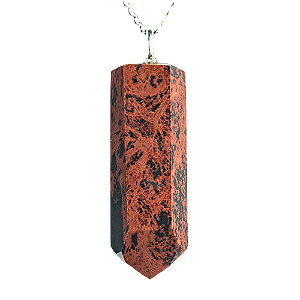 10 Pingente Pontinha Obsidiana Mahogany Grande Pino Prata 950 Atacado