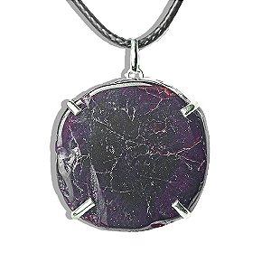 Pingente Chapa Rodolita Granada Montagem Garra Prata 950 25 a 30 mm
