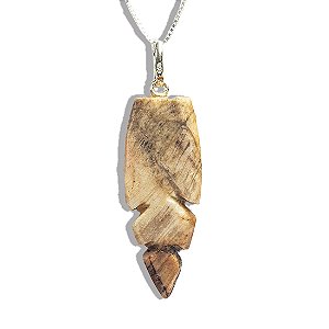 Colar e Pingente Anfibólio Flecha Natural 32mm Prata 950