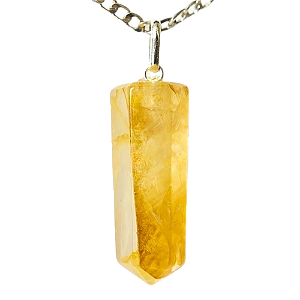 Colar Pontinha Pedra Hematoide Amarelo Montagem Prata 950