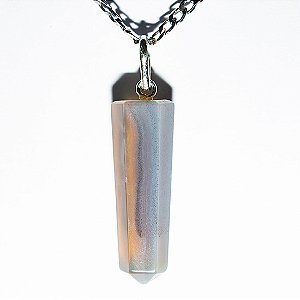 Colar Pontinha Agata Natural Pino e Presilha Prata 950