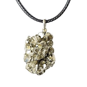 Colar Pirita Peruana Natural Pedra da Prosperidade Prata 950