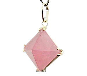 Colar Pirâmide Pedra Quartzo Rosa na Garra em Prata 950
