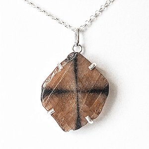 Colar Pedra da Cruz ou Quiastorita Prata 950 Grande Tipo A