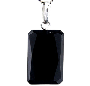 Colar Onix Preto Facetado Manual Prata 950 Pino e Perinha