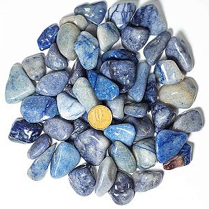 1 kg Quartzo Azul Celeste Pedra Natural Rolado M 20 a 35mm Classe B