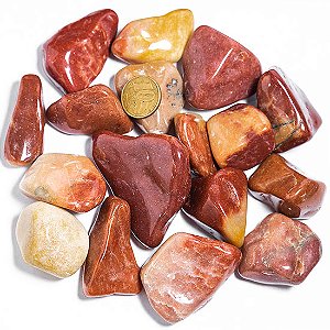 1kg Quartzo Vermelho Rolado Pedra G 30 a 45mm Classe A