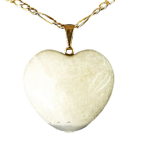 05 Pingente Coração Feldspato Branco Pedra Natural Pino Dourado Atacado