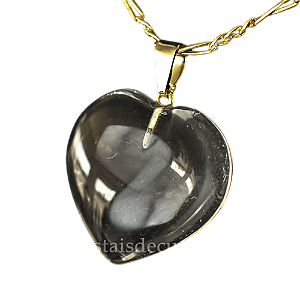 03 Pingente Coração Pedra Cristal Hialino Montagem Flash Dourado Atacado