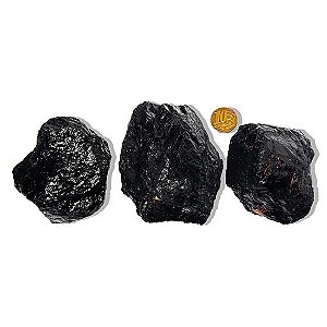 03 Turmalina Preta Pedra Natural 300 a 350g Média 7cm Tipo B Atacado